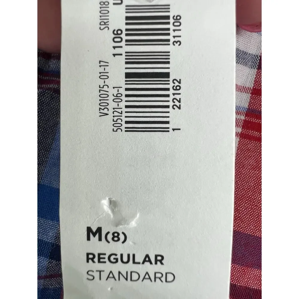 Old Navy Plaid Flannel Shirt Youth Boys Medium Blue Red White Classic Dressy New